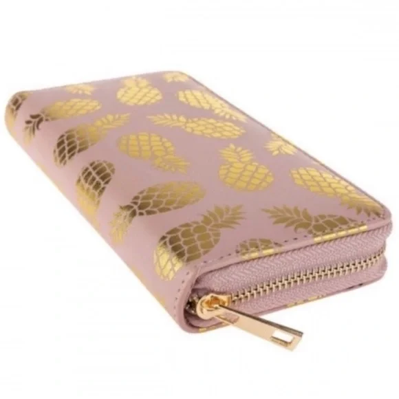 Pink wallet with gold pineapples! - Picture 2 of 3